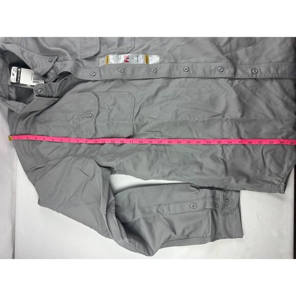 NWT Carhartt FRS160 Gray Flame Resistant Twill Work Shirt Mens L - Picture 6 of 7